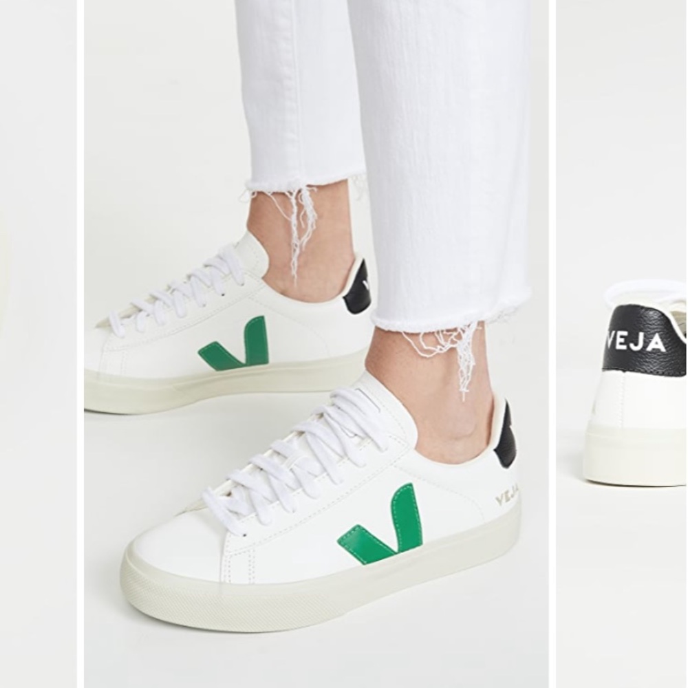 Veja White and Green Sneakers